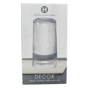Hotel Collection Small Glass Vase with Lid 18oz Macys Modern Clear Casual New